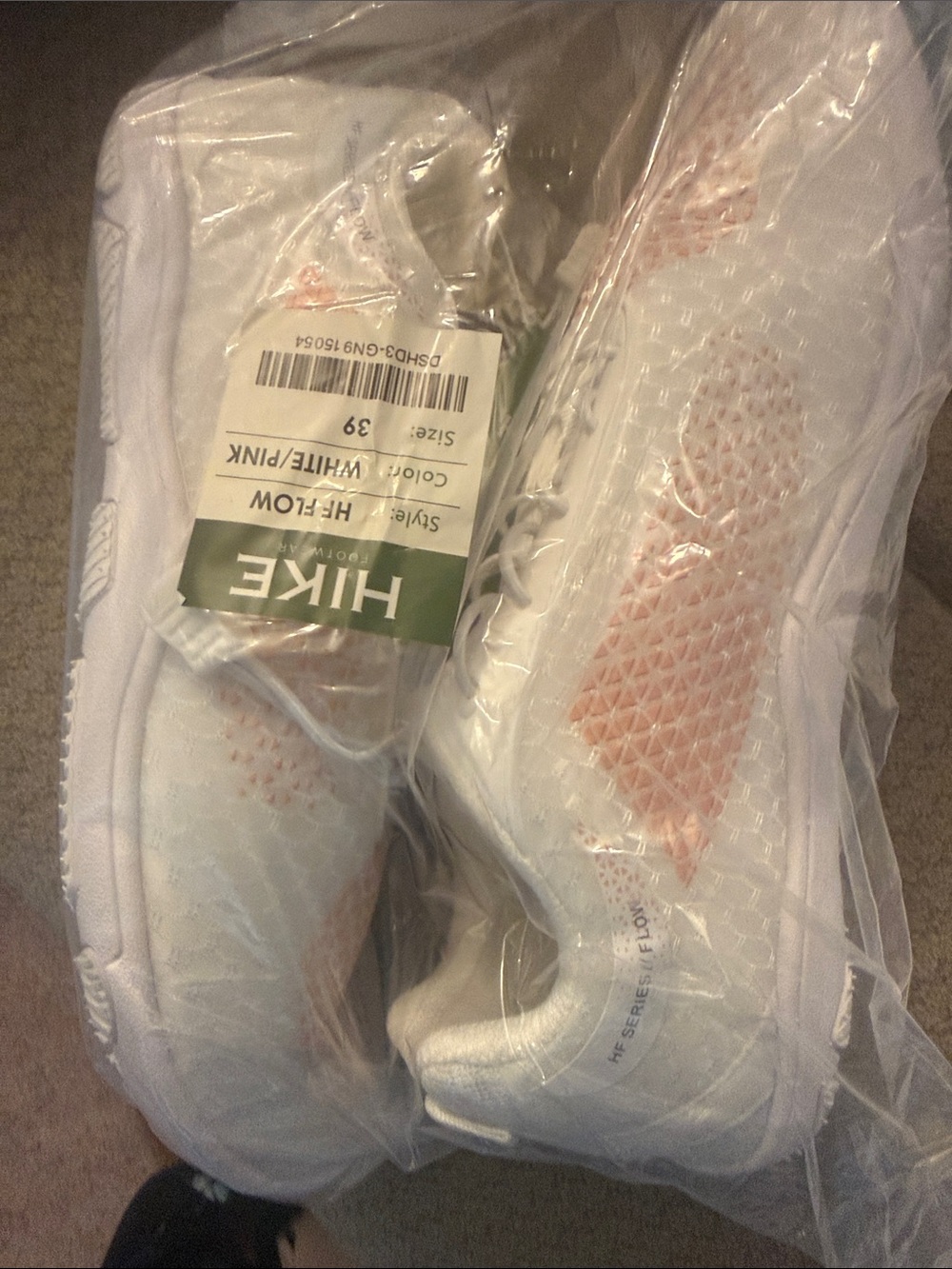 HIKE White/Pink women's Athletic Sneakers- Cushioned Performance
